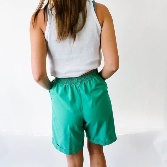 Vintage Elastic High Waisted Green Shorts - Picture 3 of 8
